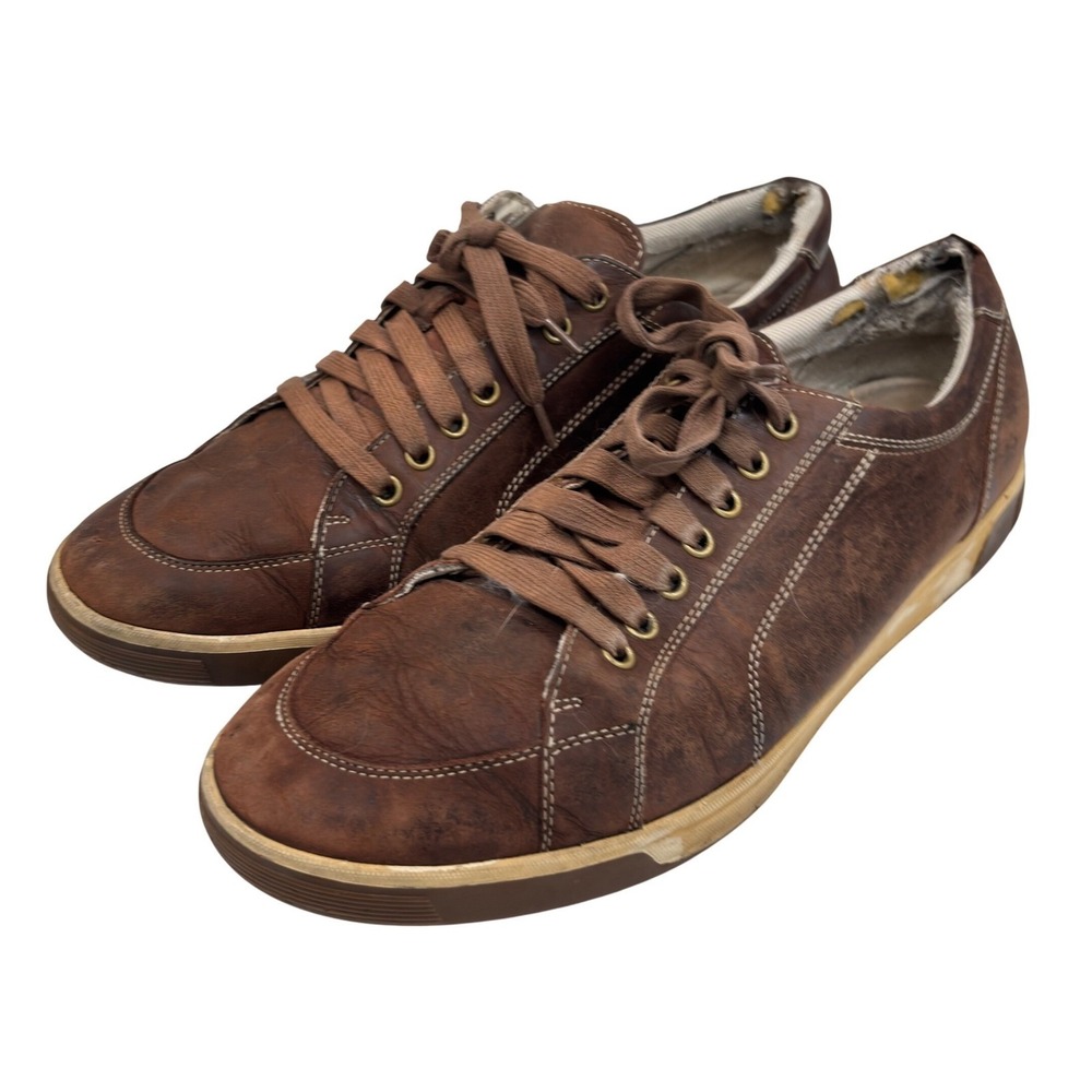 Cole Haan Mens Size 13 Brown Leather Low Top Lace Up Sneakers Casual Shoes